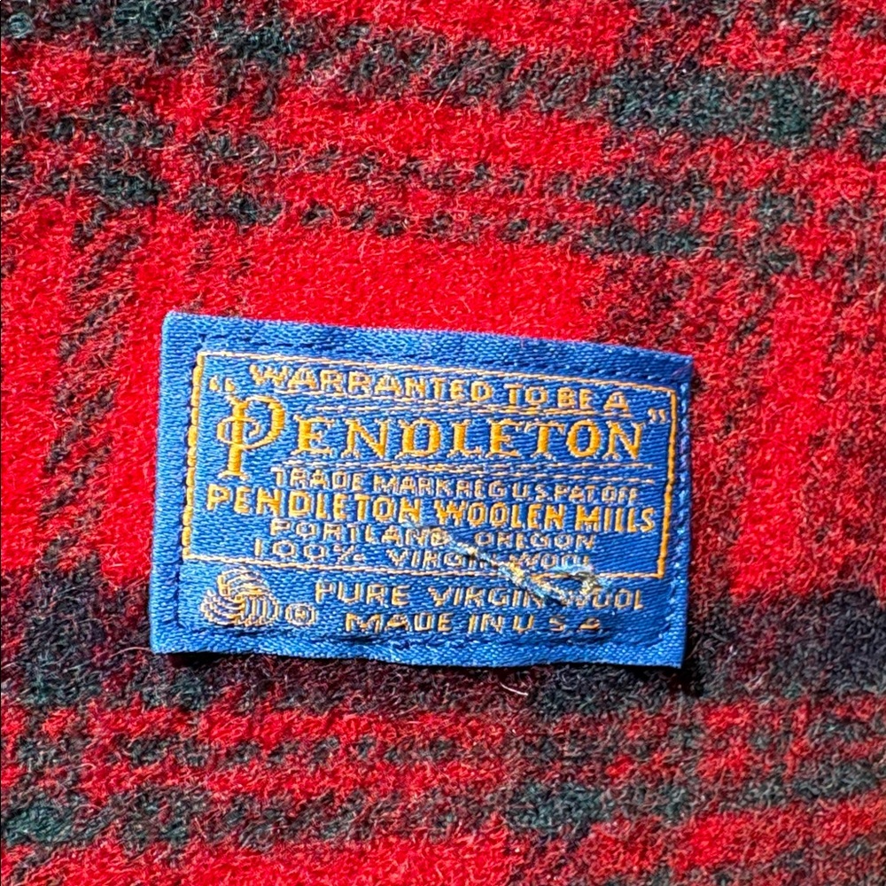 Vintage Pendleton Blanket Throw Red Navy Teal Grey Tartan plaid Virgin Wool READ - Picture 7 of 15
